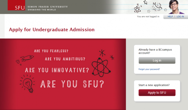 SFU admission form