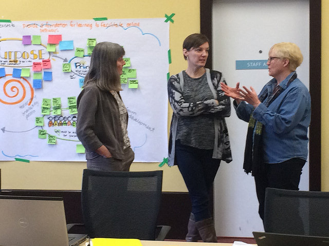 Sylvia Riessner, Beth Cougler Blom and Sylvia Currie at the FLO Design Sprint