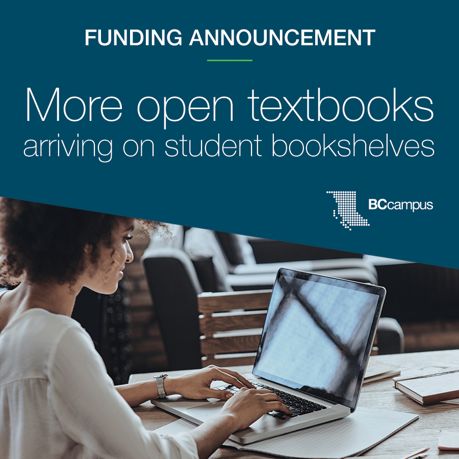BCcampus funding announcement: More open textbooks arriving on student book shelves