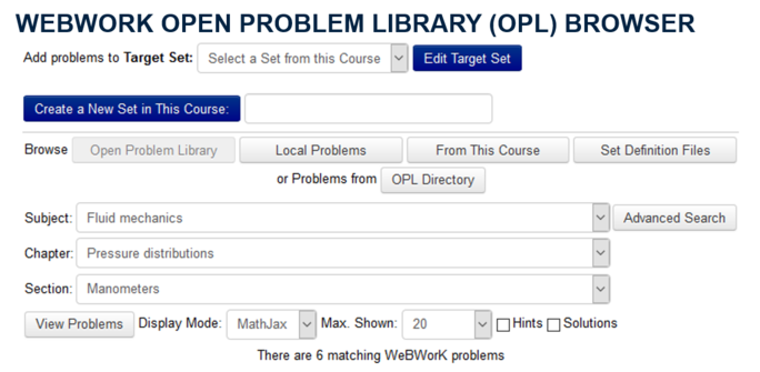 WebWork Open Problem Library Browser