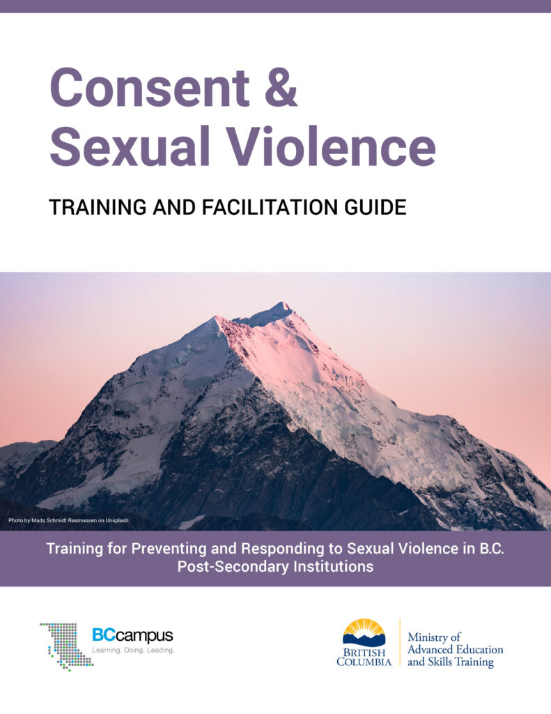 Pressbook cover for the resource, Consent & Sexual Violence: Training and Facilitation Guide. 
